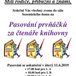 Pasování prvňáčků za čtenáře knihovny