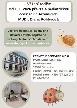 Pediatrie Sezemice - změna lékaře