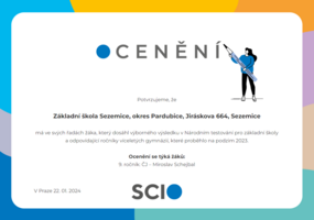 Ocenění SCIO - školní rok 2023/2024