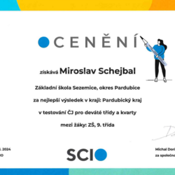 Testování SCIO 9. ročník - ocenění