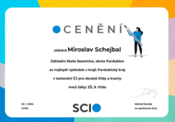 Testování SCIO 9. ročník - ocenění