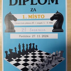 Okresní přebor družstev škol v šachu - ZŠ Sezemice - 1. místo