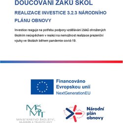 Národní plán obnovy realizace investice 3.2.3 -  MŠMT i ve školním roce 2022/2023 podporuje doučování žáků ZŠ